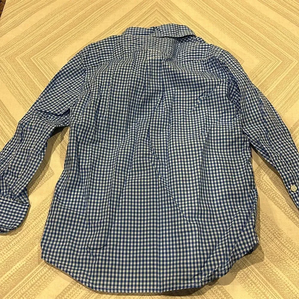 Crewcuts Boys Blue & White Gingham Light Weight Button Down Shirt